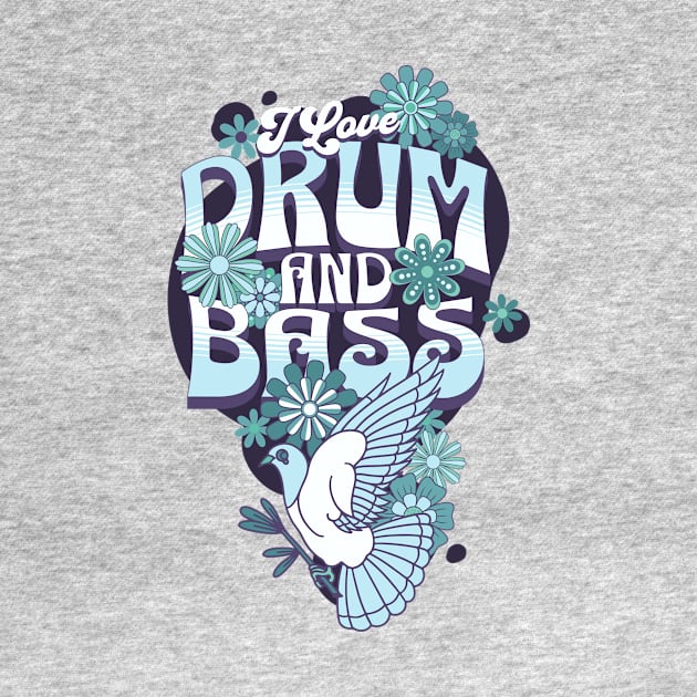 DRUM AND BASS - I Love Retro Bird (blue/eggplant) by DISCOTHREADZ 